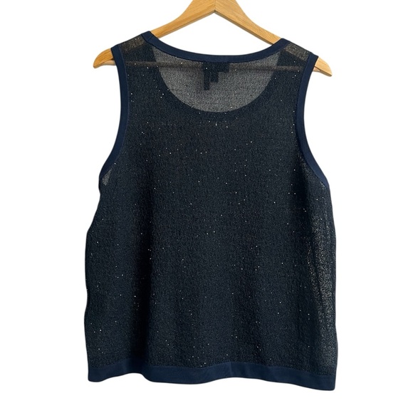 Donna Karan NY Sequin Crochet Sleeveless Top in Navy Size Large NWT - Picture 10 of 10
